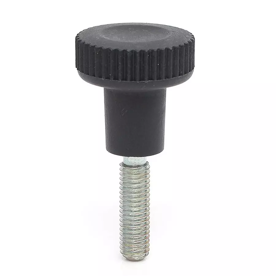 RS PRO Clamping Knob Thermoplastic M6 x 16 16 mm Thread Length Black 25 mm Knob Dia Thumb Screw 25 mm Hole Dia, 188874 (Pack of 10)