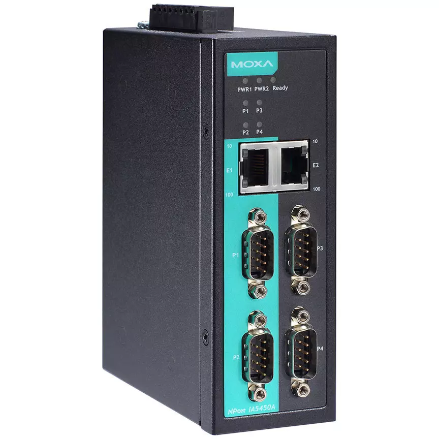 MOXA Industrial Serial Device Server 12 to 48 VDC Input Voltage, NPort IA5450A