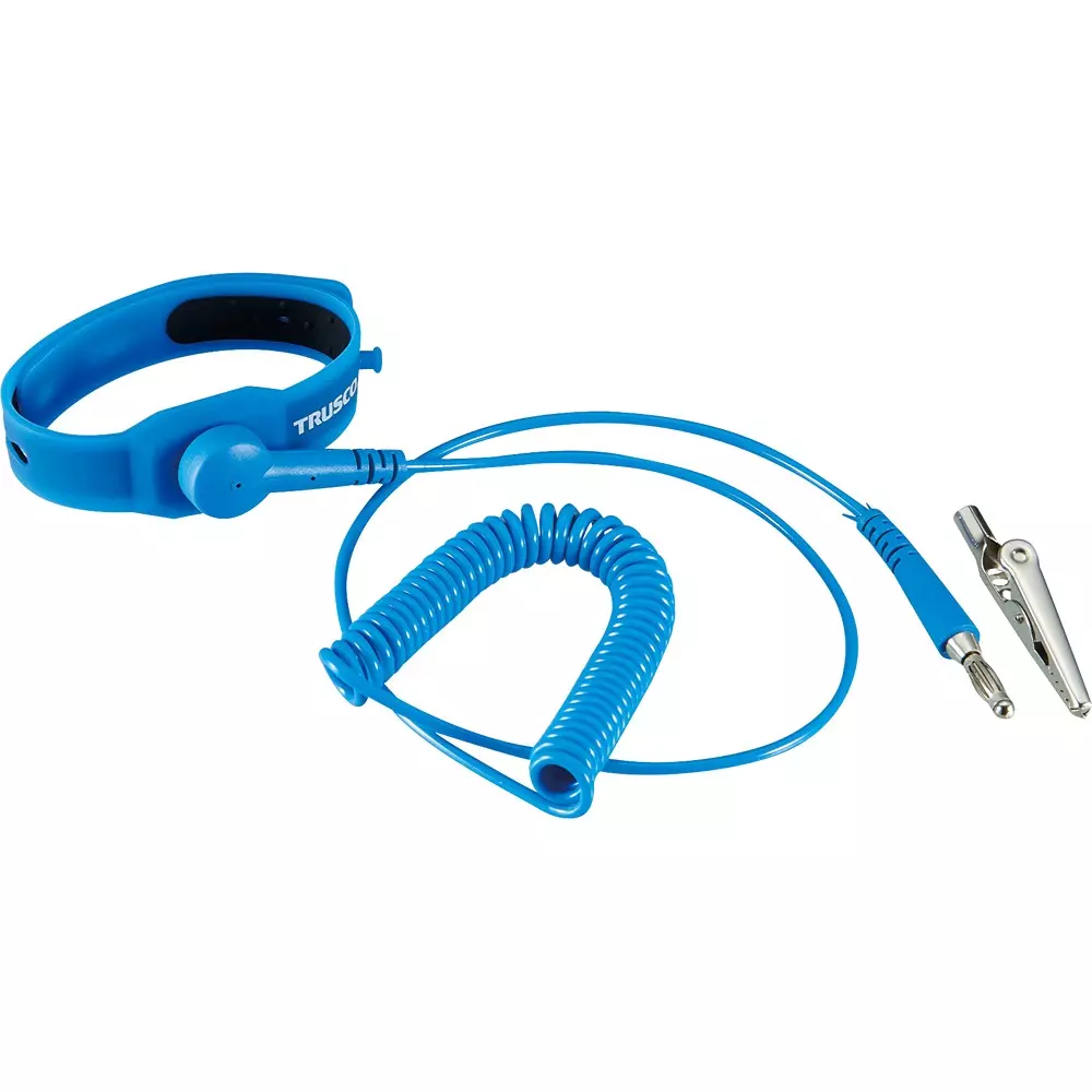 TRUSCO Cleanroom Wrist Strap 1.8 (effective length) m Cable Length 130.0 Coil Length, CRWS-A