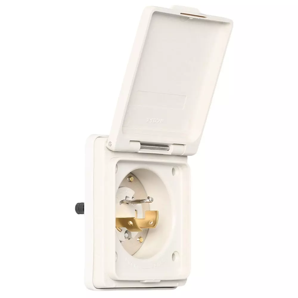 AMERICAN DENKI Hook Type Waterproof Flange Inlet 250 V Voltage 20 A Current Rated 3225NW
