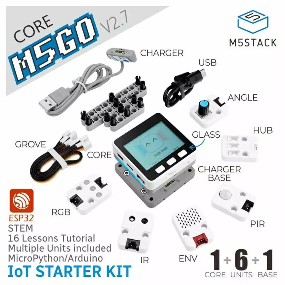 M5Stack Starter Kit 54x54x21 mm Dimension, M5STACK-K006-V27