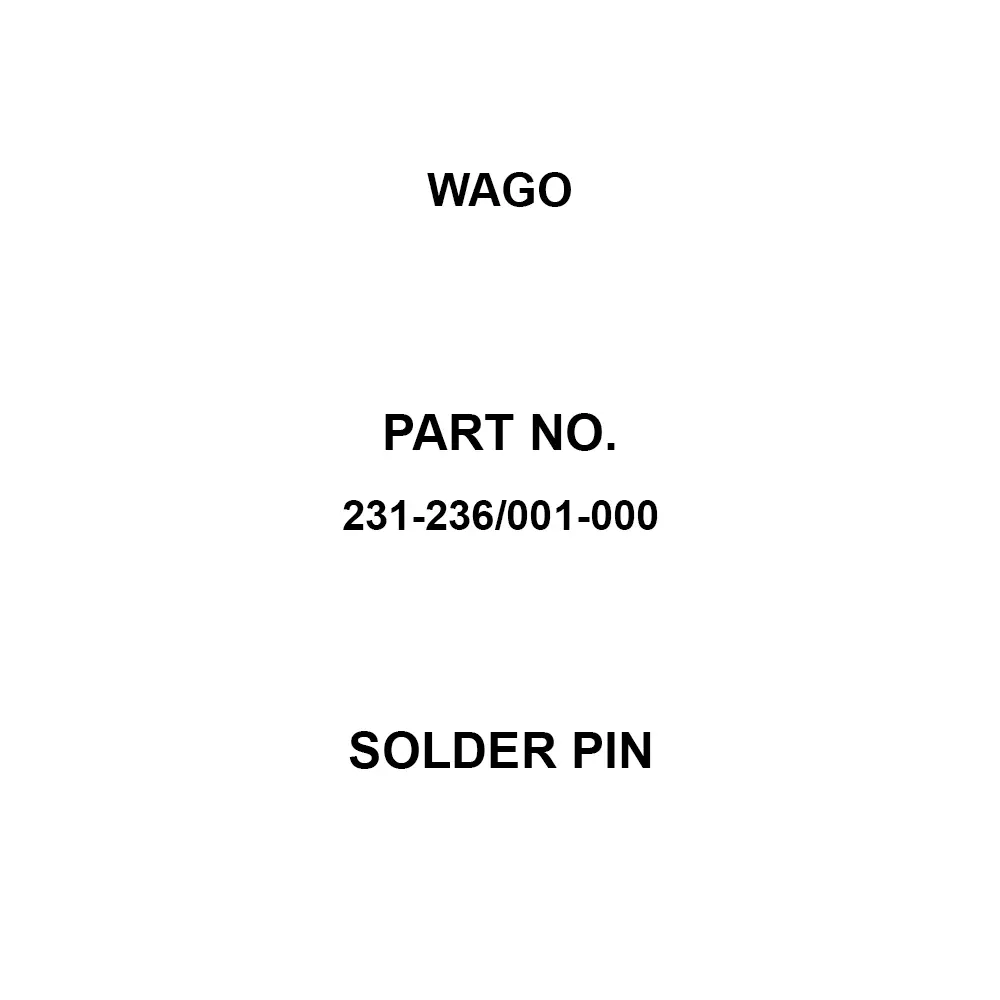 Wago Solder Pin 6 Pole 12 Amp Rated Current, 231-236/001-000 (Pack of 100)