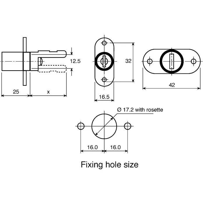 Euro-Locks Pedestal Key Lock 22 mm Panel to Tongue Depth, 19 mm Panel Cutout Diameter, 5640532