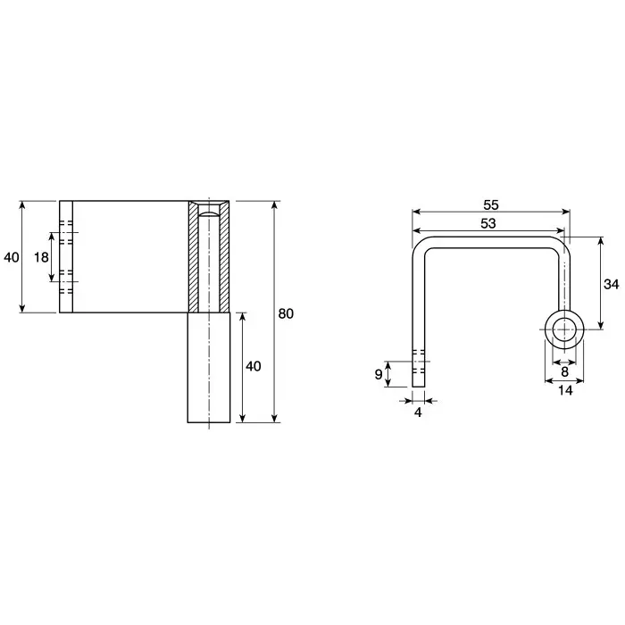 Steinbach & Vollman Concealed Hinge Steel, 55x80x4 mm, Free Swinging, 825871 (Pack of 2)