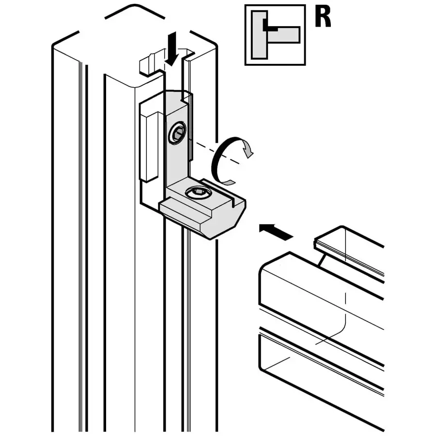 Bosch Rexroth M5 Inner Bracket, Connecting Component, Strut Profile 20 mm, 30 mm, Groove Size 6 mm, 3842535573 (Pack of 10)