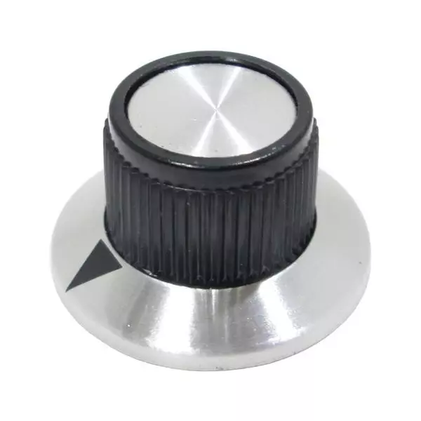 Shin Chin Cylindrical Knob with Skirt Phenolic Black 24 mm Outside Diameter, RN-117B/6.4