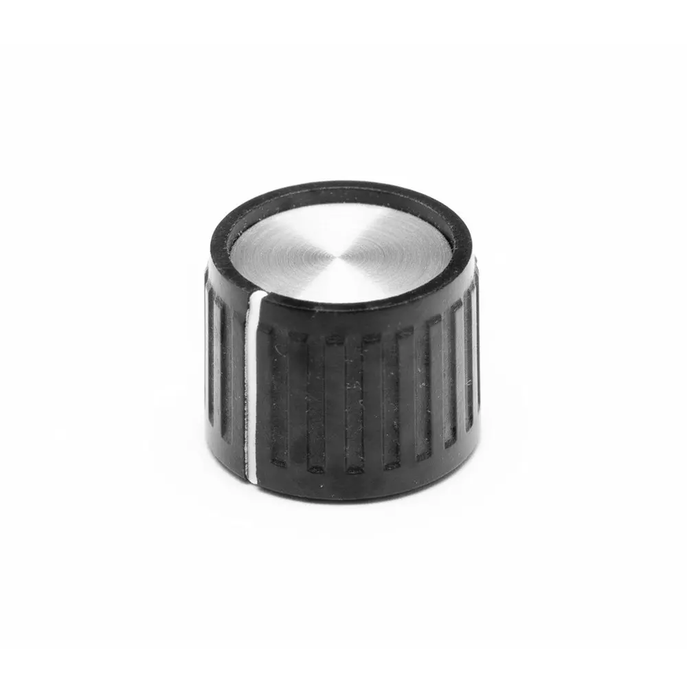 TE CONNECTIVITY PKG Series Cylindrical Knob Black, Silver 19 mm Outside Diameter, PKG70B1/4