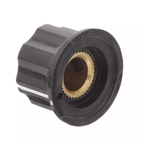 APEM MPKES Series Cylindrical Knob with Skirt Black 19 mm Outside Diameter, MPKES60B14
