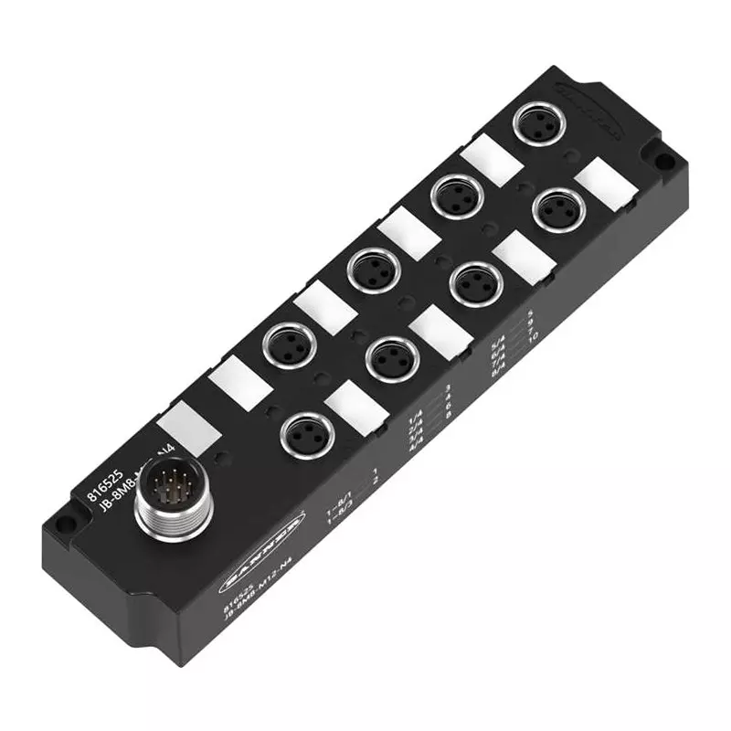 BANNER ENGINEERING Junction Block, 8Port M8, 8 Npn, Ip67, Jb-8M8-M12-N4.