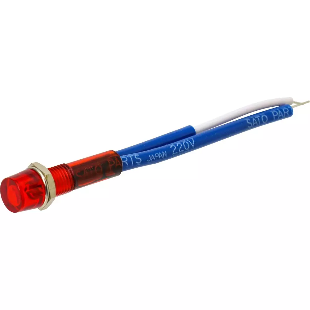 Sato Parts Indicator Light Neon Bracket P.V.C. Polycarbonate AV220V 9 mm Red Lens Color, BN-9-D2-R