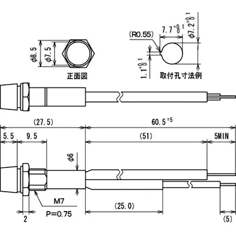 sato-parts-indicator-light-neon-bracket-pvc-polycarbonate-av220v-9-mm-red-lens-color-bn-9-d2-r