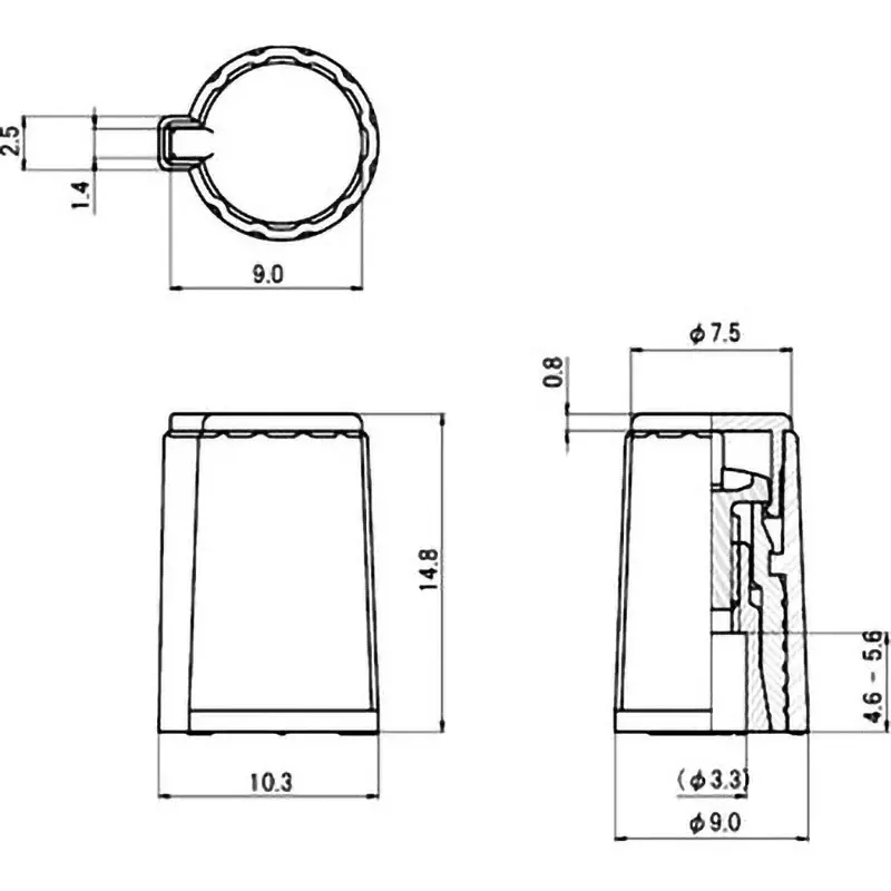 sato-parts-mold-knob-body-nylon-66-cap-nylon-6-blackcap-blue-k-300-bl