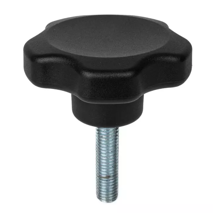 RS PRO Clamping Knob Thermoplastic M12 30 mm Thread Length Black 80 mm Knob Dia Multiple Lobes, 188851 (Pack of 5)