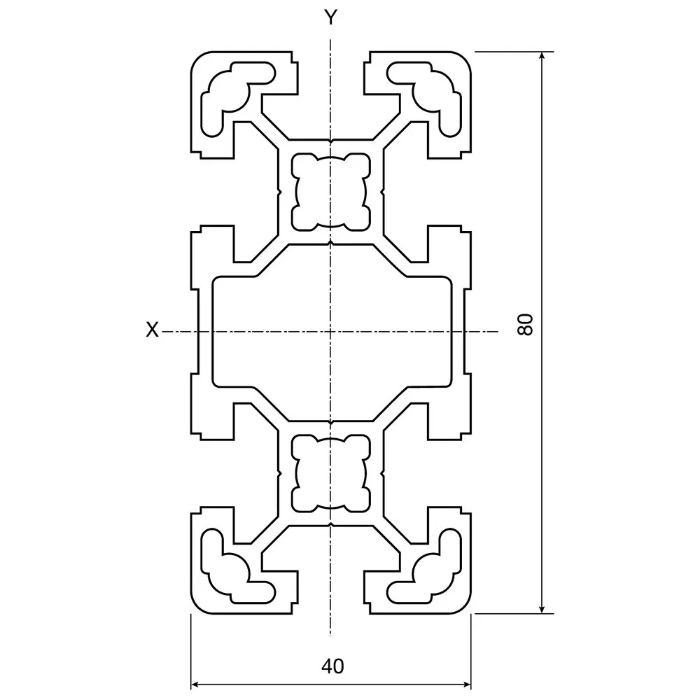 Bosch Rexroth Silver Aluminium Profile Strut, 40 x 80 mm, 10 mm Groove, 2000 mm Length, 3842993130/2000