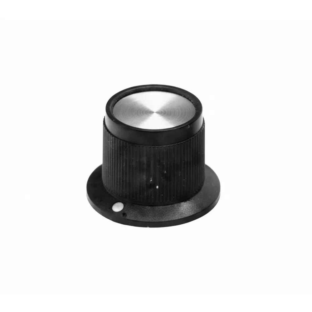 TE CONNECTIVITY PK Series Cylindrical Knob with Skirt Black 19 mm Outside Diameter, PK50B1/4