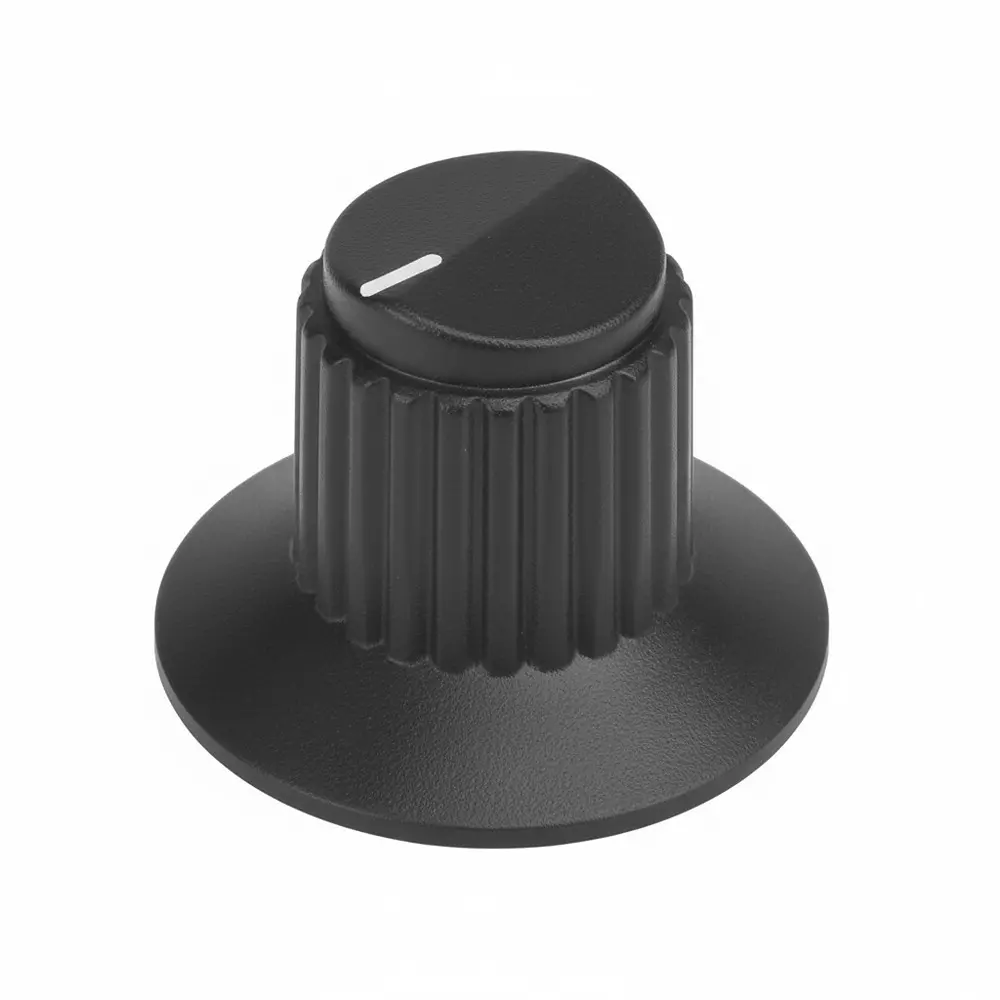 GRAYHILL Cylindrical Knob with Skirt Plastic Black 23 mm Outside Diameter, 11K5015-JCNB