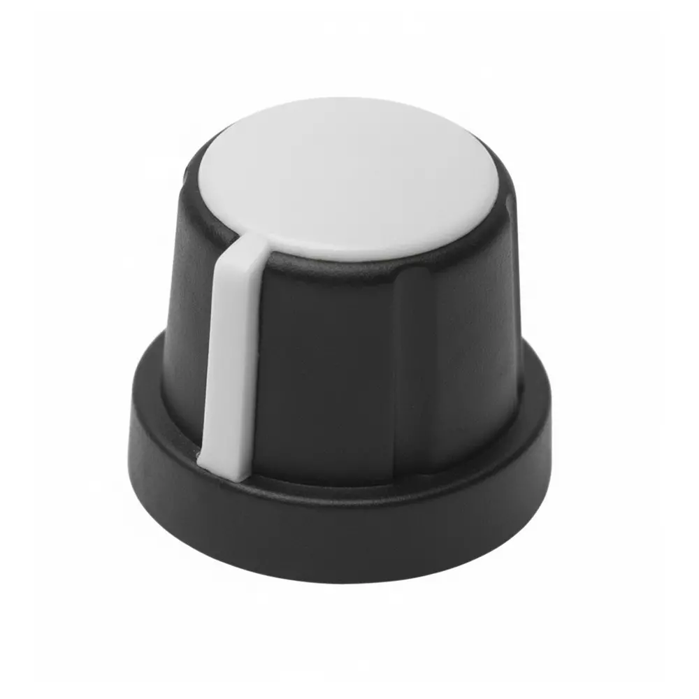 DAVIES MOLDING Cylindrical Knob with Skirt Black Smooth Design 21 mm Outside Diameter, 1231-M
