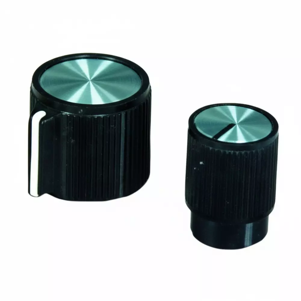 APEM 41012 Series Cylindrical Knob Black 19 mm Outside Diameter, 410122B14