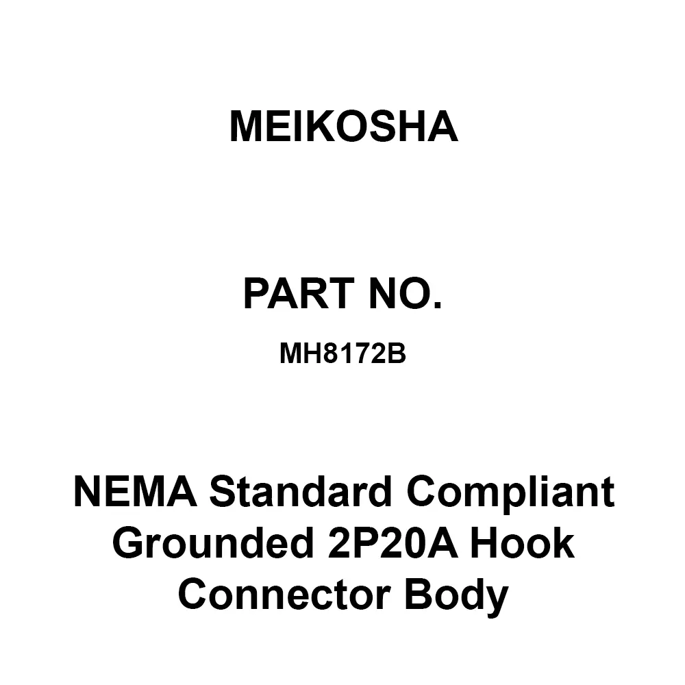 Meikosha NEMA Standard Compliant Grounded 2 P20 A Hook Connector Body (L6-20), MH8172B