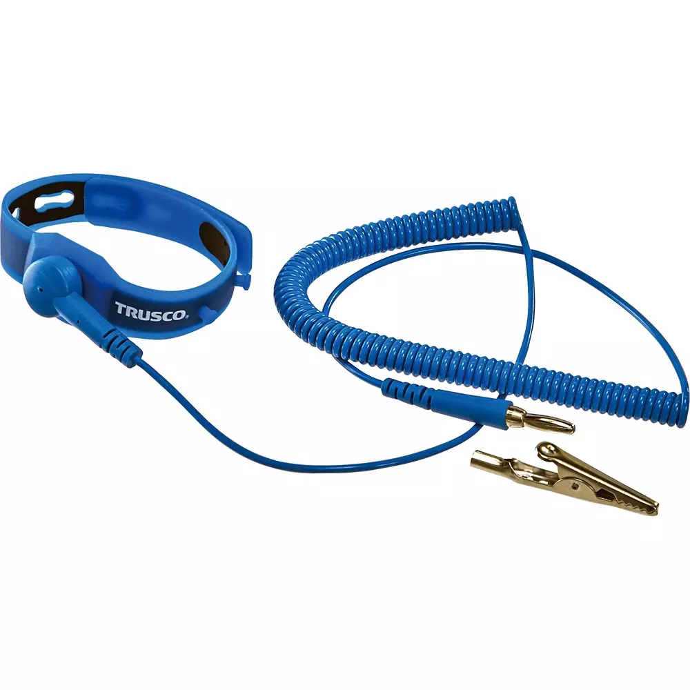 TRUSCO Cleanroom Wrist Strap Valid: 1.8 m Cable Length 130.0 Coil Length, CRWS-AS