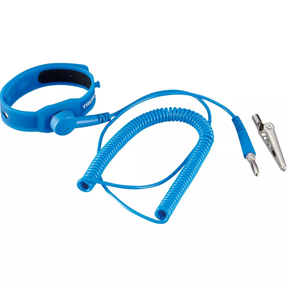 TRUSCO Cleanroom Wrist Strap 3.0 (effective length) m Cable Length 240.0 Coil Length, CRWS-B