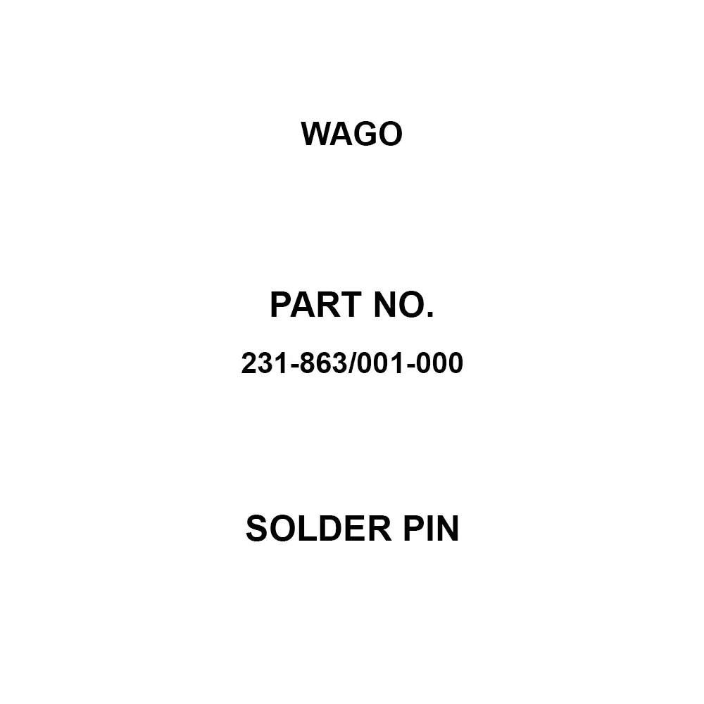 Wago Solder Pin 3 Pole 16 Amp Rated Current, 231-863/001-000 (Pack of 100)