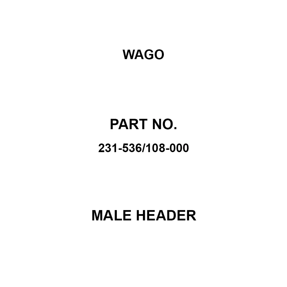 Wago Male Header 6 Pole 12 Amp Rated Current, 231-536/108-000 (Pack of 100)