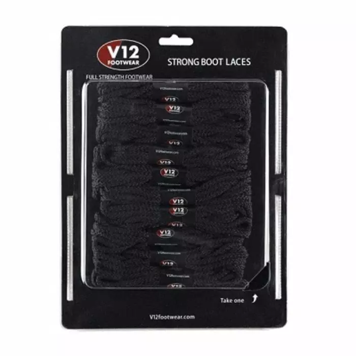 V12 Footwear Black Polyester Shoe Laces 1.4m, V12LCBL