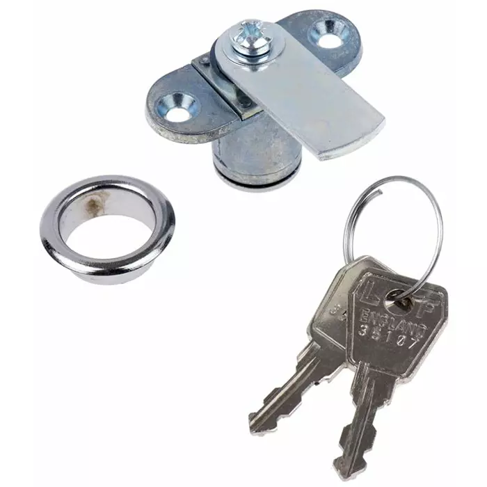 Euro-Locks Tambour Key Lock 4 mm Panel to Tongue Depth, 17 mm Panel Cutout Diameter, 5611582