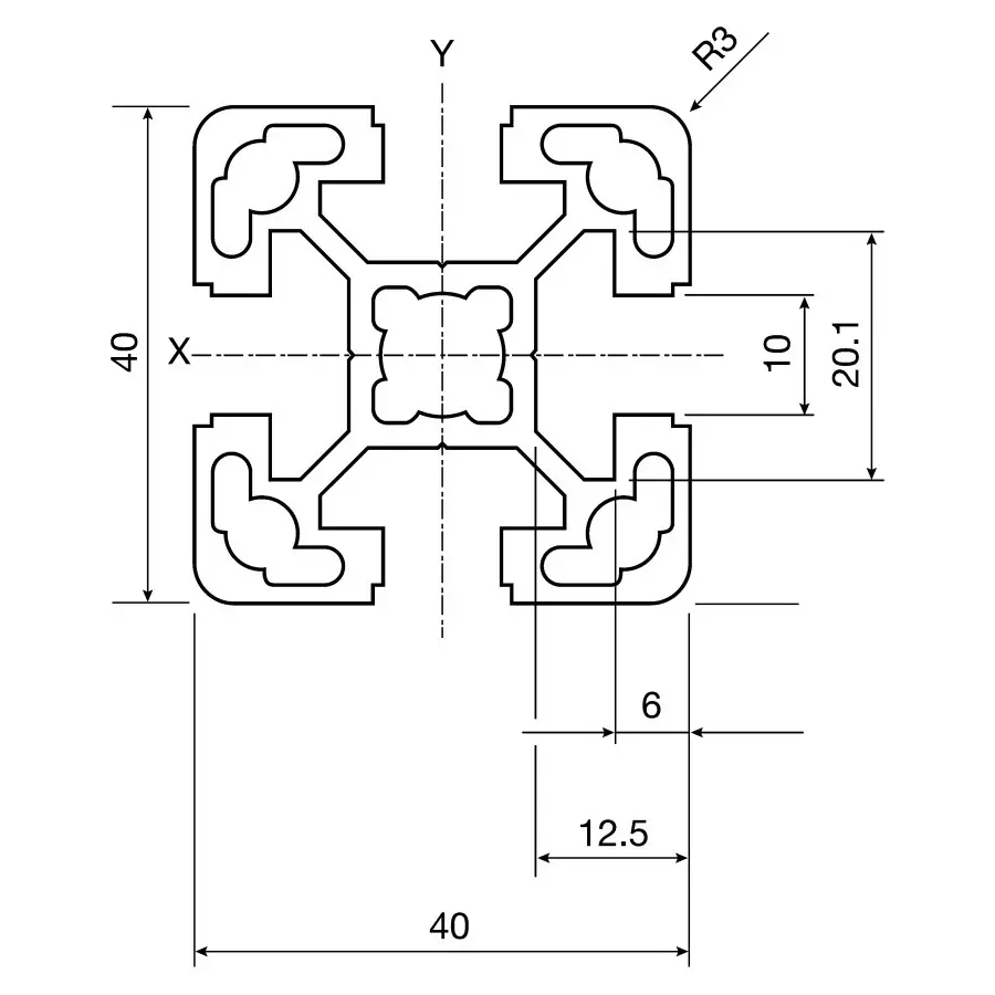 bosch-rexroth-silver-aluminium-profile-strut-40-x-40-mm-10-mm-groove-3000-mm-length-38429931203000