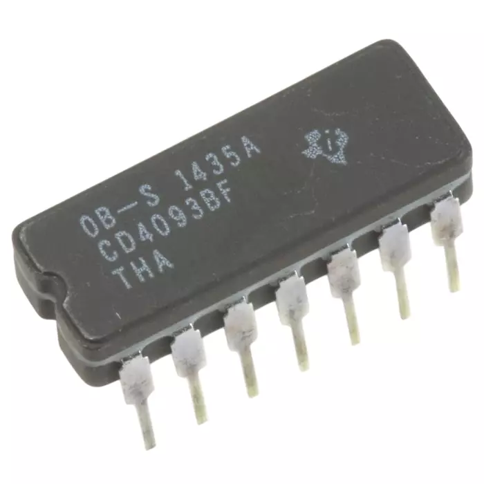 Texas Instruments Quad 2-Input NAND Schmitt Trigger Logic Gate, 14-Pin CDIP, CD4093BF