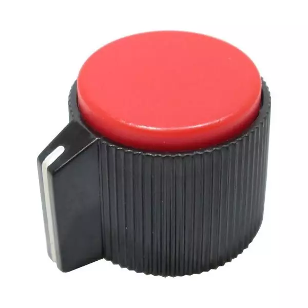 Shin Chin Cylindrical Knob Phenolic Black 19.5 mm Outside Diameter, RN-118E-BU/6.4