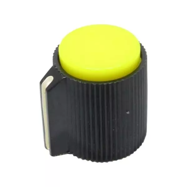 Shin Chin Knobs Pointer/Selector Type Phenolic Black 14 mm Outside Diameter, RN-118F-BY/6.4
