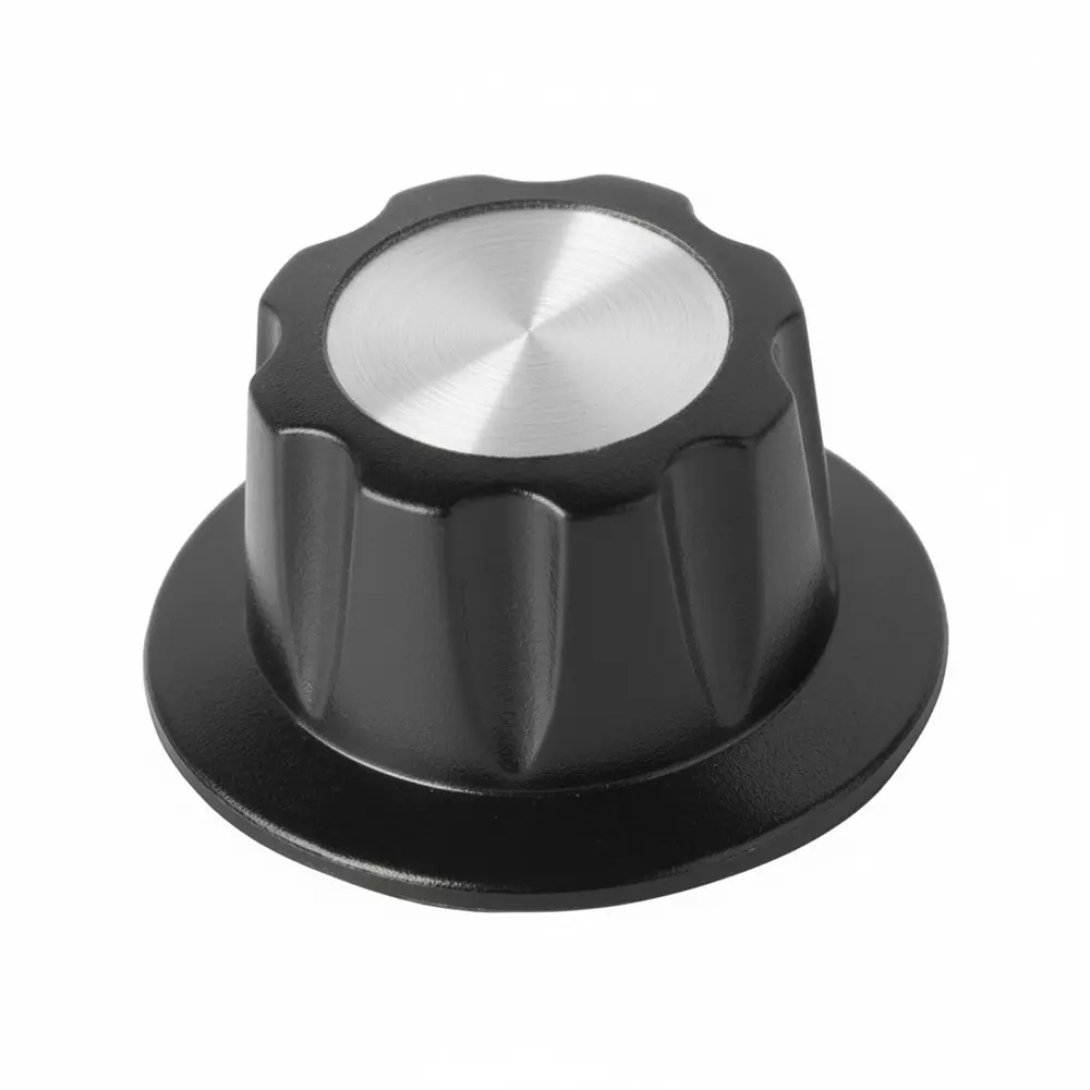 Ohmite 5000E Series Cylindrical Knob with Skirt Black 21 mm Outside Diameter, 5713E