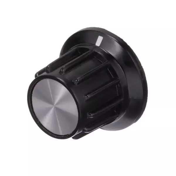 APEM MPKA Series Cylindrical Knob with Skirt Black 25 mm Outside Diameter, MPKA70B1/4