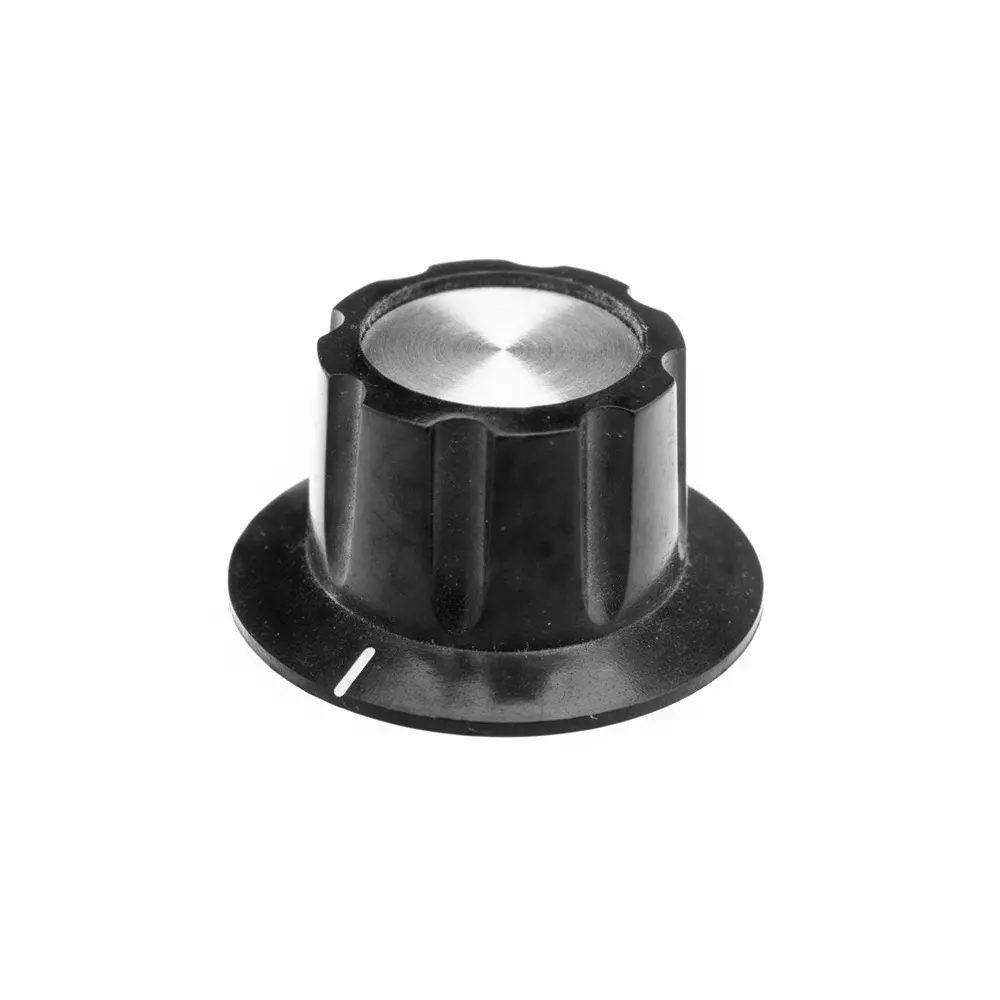 TE CONNECTIVITY PKB Series Cylindrical Knob with Skirt Black 38 mm Outside Diameter, PKB90B1/4