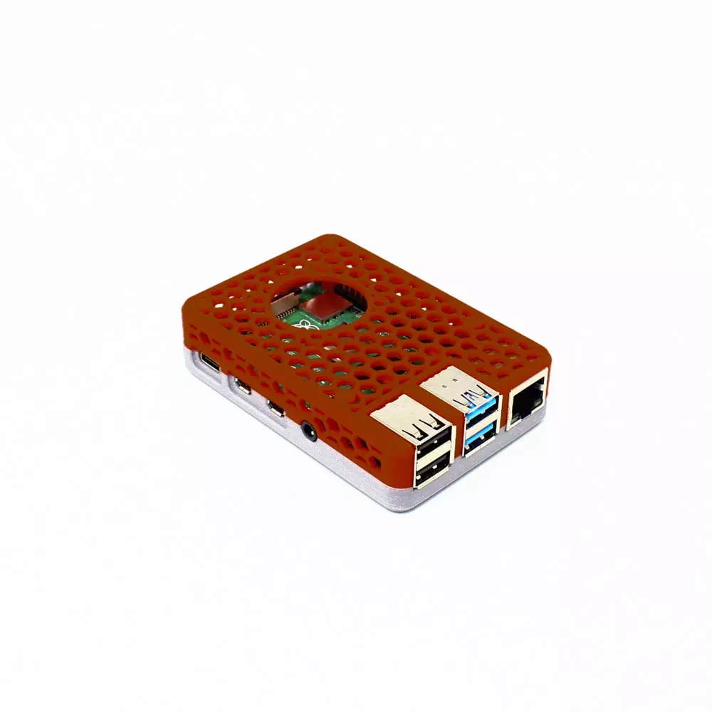 EasyMech 3D Printed Raspberry Pi 4 Case Red Silver