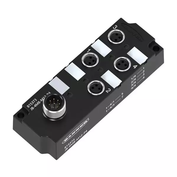 BANNER ENGINEERING Junction Block, 4Port M8, 4 Pnp, Ip67, Jb-4M8-M12-P4.