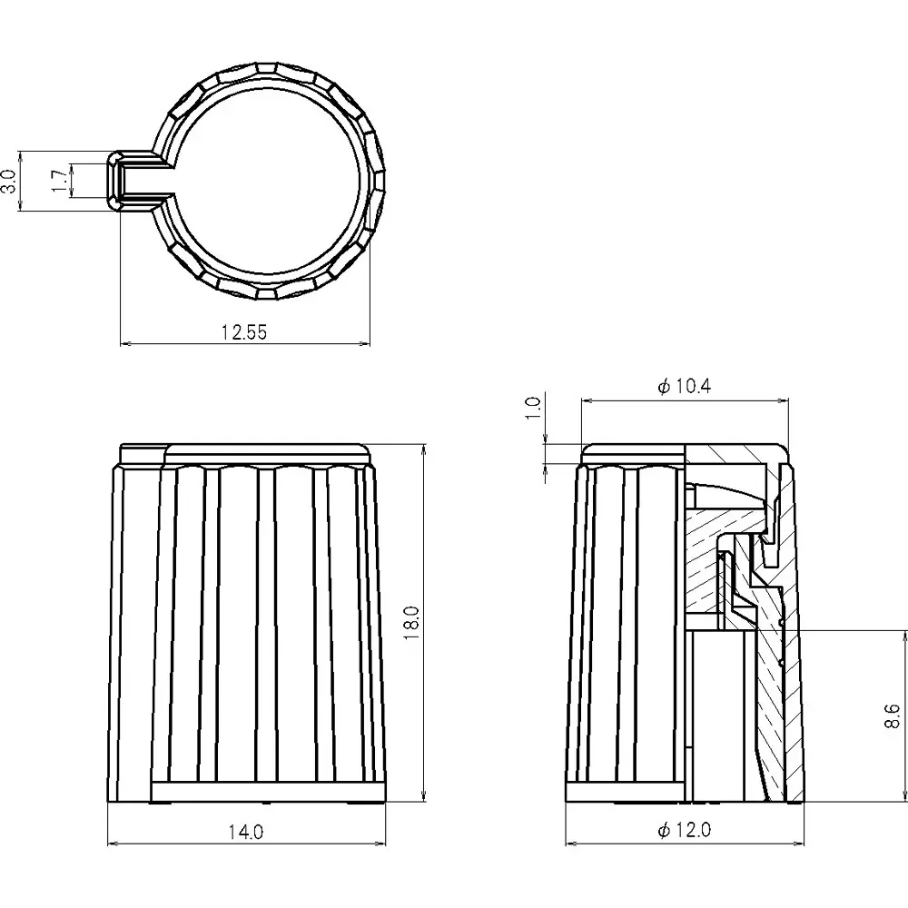 sato-parts-molded-knob-gray-nylon-6-phillips-head-screwdriver-shaft-diameter-6-mm-no2-k-351-lu