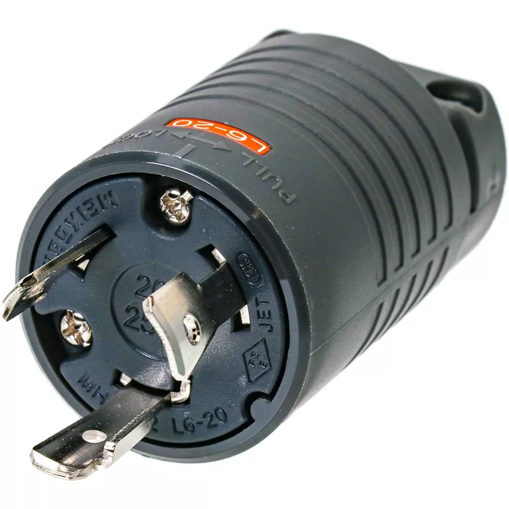 Meikosha NEMA Standard Compliant Grounded 2 P20 A Hook Plug (L6-20), MH7172B