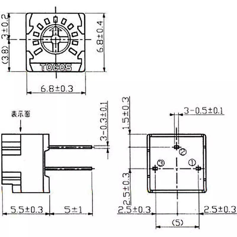Tokyo Cosmos Electric Gf063 Series Single Rotation Type Cermet Trimmer (Trimmer Potentiometer), GF063P303