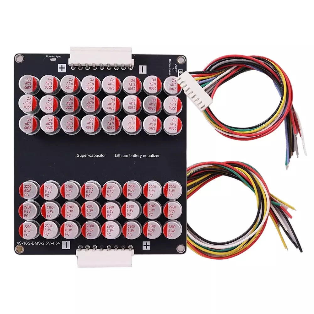 amiciSolar Active Balancer 4S to 16S, 5.5 A Equalization Capacitor Board with 5 mV Accuracy and Undervoltage Protection for LFP, LiFePO4, 1xBAL-16S-5A-N