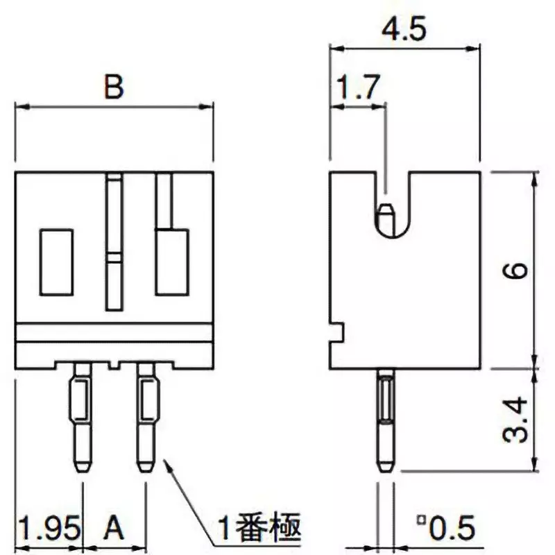JST (JAPAN SOLDERLESS TERMINALS) Post with Base 2 Pole, B2B-PH-KL(LF)(SN) (Pack of 10)