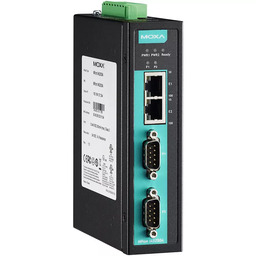 MOXA Industrial Serial Device Server 12 to 48 VDC Input Voltage, NPort IA5250A-T