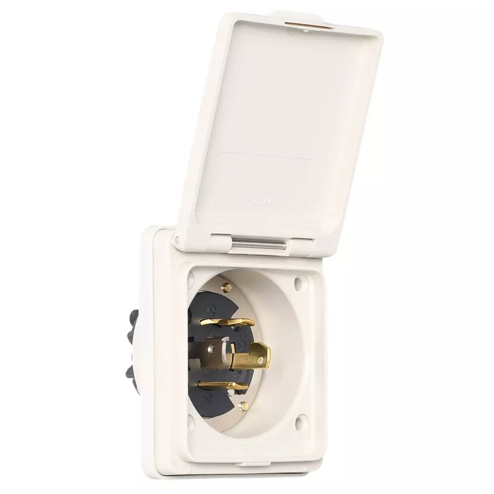 AMERICAN DENKI Hook Type Waterproof Flange Inlet 250 V Voltage 30 A Current Rated 4325NW