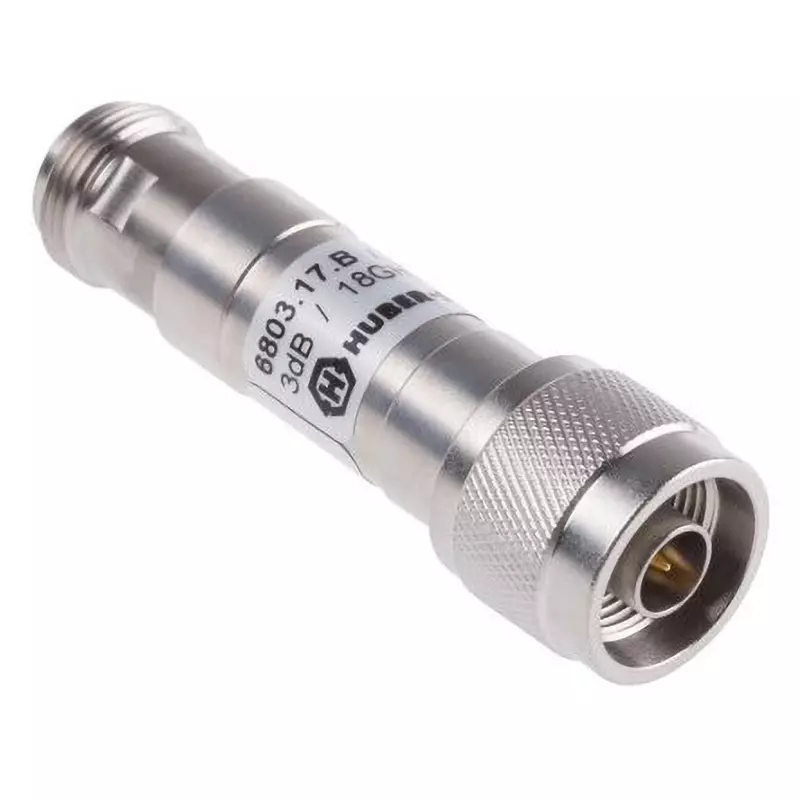 HUBER+SUHNER RF Attenuator 18 GHz Operating Frequency 50 Ω Impedance 0.8, 3 db Attenuation, 6803.17.B