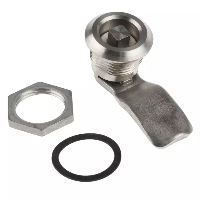 Steinbach & Vollman Square Key Lock Stainless Steel, 13 mm Panel to Tongue Depth, 20.2x20.2 mm Panel Cutout, 3410242
