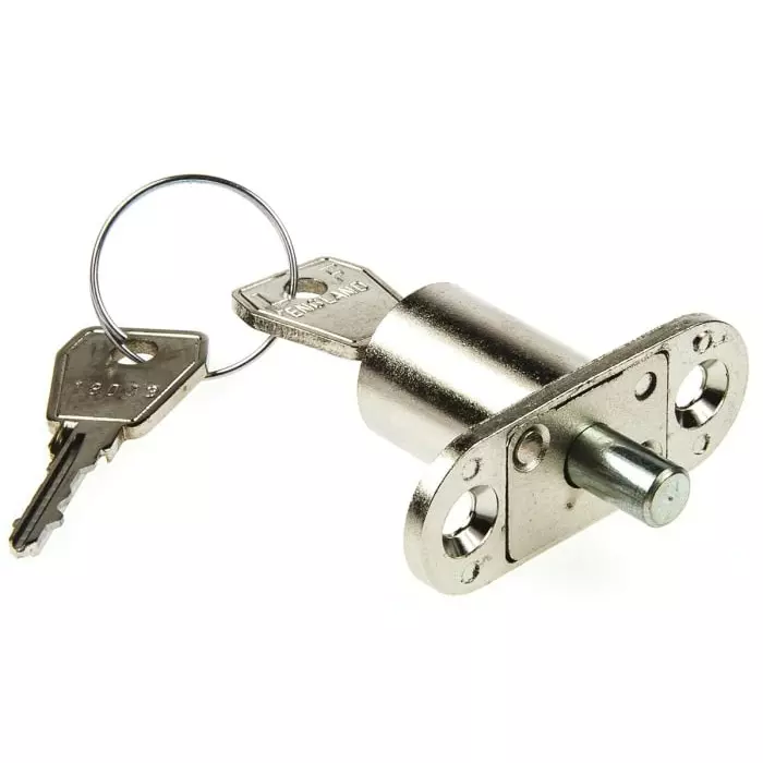 Euro-Locks Sliding Door Key Lock 24 mm Panel to Tongue Depth, 24 mm Panel Cutout Diameter, 5862007