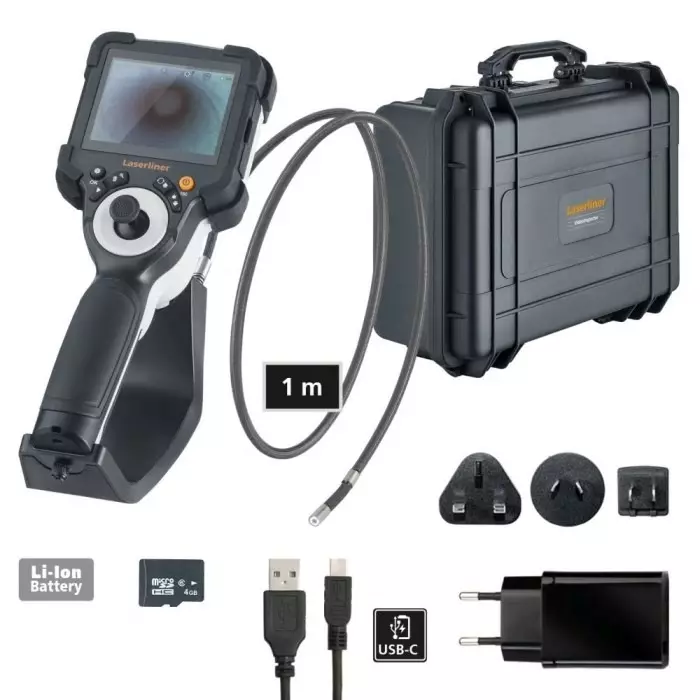 Laserliner 9 mm probe Inspection Camera Kit 1m Probe Length 1280x720pixels Resolution LED Illumination, 092.935A
