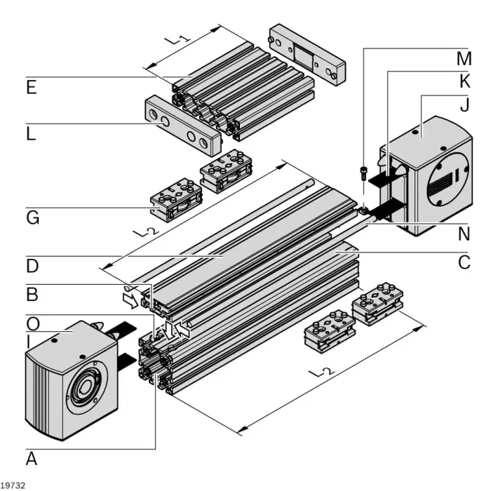Bosch Rexroth M12 mm Belt Connector, Connecting Component, Strut Profile 45 x 180 mm, 3842535680